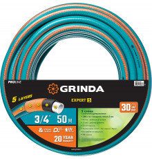 Поливочный шланг GRINDA PROLine EXPERT 5 3/4″ 50 м 30 атм пятислойный плетёное армирование