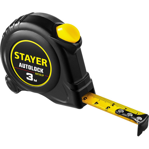 STAYER АutoLock 3м / 16мм рулетка с автостопом