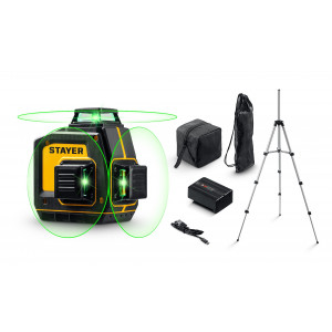 STAYER SL-3D #3, 50м, точн. +/-0,5 мм/м, зеленый лазерный нивелир, штатив (34963-3)
