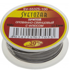 Припой СВЕТОЗАР оловянно-свинцовый, 30% Sn / 70% Pb, 100гр