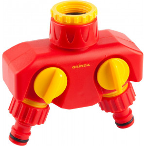 GRINDA двухканальный 3/4″-1″, резьба внешняя 3/4″ - 1 - соединитель, распределители поливочные, с внутренней резьбой