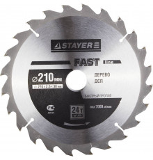 STAYER Fast Line 210 x 30мм 24Т, диск пильный по дереву, быстрый рез