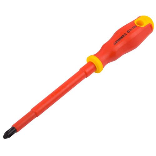 Отвертка STAYER ″PROFI″ ″ELECTRO″ диэлектрическая до 1000В, двухкомп рукоятка, PH № 3 х 150мм