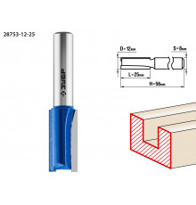 ЗУБР 12x25мм, хвостовик 8мм, фреза пазовая прямая