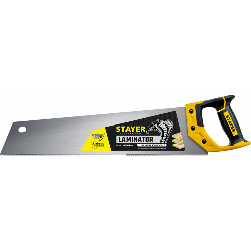 Ножовка многоцелевая (пила) ″COBRA Laminator″ 500мм, 11TPI, 3D высокоточный рез ламинир. дерев. и пластик. панелей, подоконников и труб, STAYER