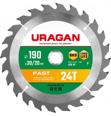 URAGAN Fast 190х30/20мм 24Т, диск пильный по дереву