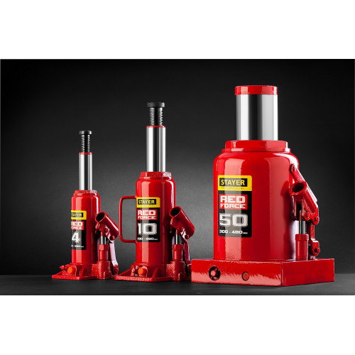 STAYER RED FORCE 8т 230-457мм домкрат бутылочный гидравлический