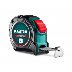 KRAFTOOL AutoStop 8м х 25мм, профессиональная рулетка с автостопом (3412-8-25)
