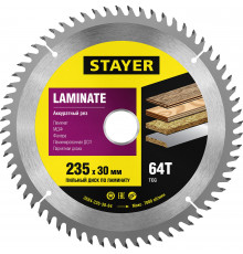 STAYER Laminate 235 x 30мм 64Т, диск пильный по ламинату, аккуратный рез