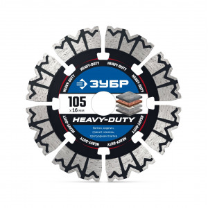 ЗУБР HEAVY DUTY Сотка 105 мм (16 х 15 х 2.2 мм), сегментный алмазный диск, Профессионал (36650-105)