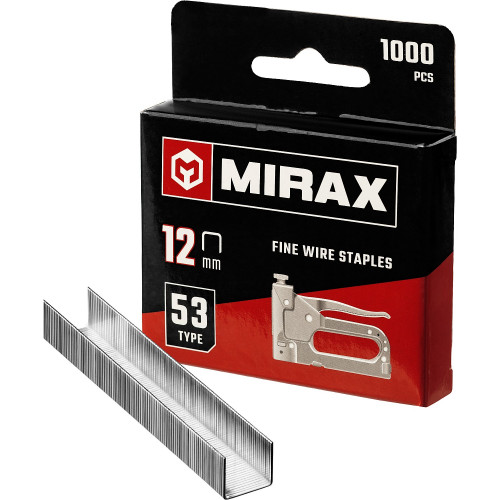 MIRAX 12 мм скобы для степлера узкие тип 53, 1000 шт
