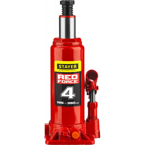 STAYER RED FORCE 4т 194-372мм домкрат бутылочный гидравлический