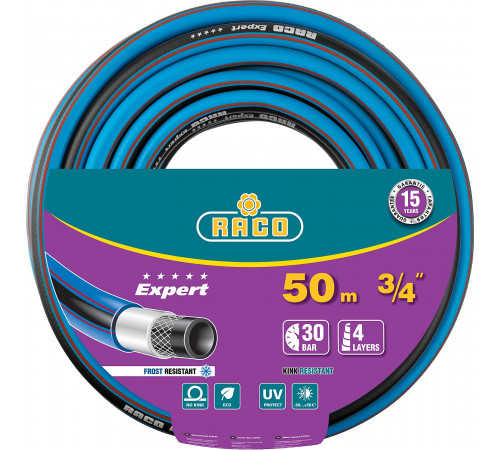 Поливочный шланг RACO EXPERT 3/4″ 50 м 30 атм четырёхслойный армированный