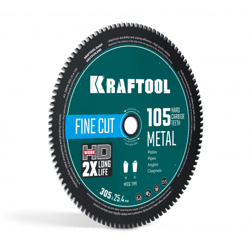 KRAFTOOL Metal Cut 305 х 25.4 мм, 105Т, диск пильный по металлу и стали (36954-305-25.4-105)