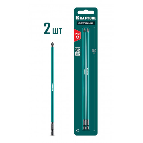 KRAFTOOL OPTIMUM PH 2, 200 мм, 2 шт, биты (26122-2-200-2)