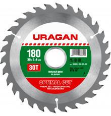 URAGAN Optimal cut 180х30мм 30Т, диск пильный по дереву