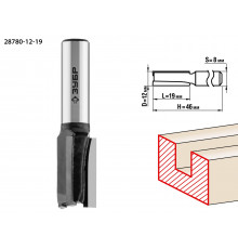 ЗУБР 12x19мм, хвостовик 8мм, фреза пазовая прямая