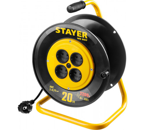 Силовой удлинитель на катушке STAYER MS 207, 20 м