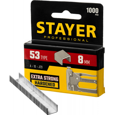 STAYER 8 мм скобы для степлера узкие тип 53, 1000 шт