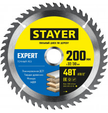 STAYER EXPERT 200 x 32/30мм 48Т, диск пильный по дереву, точный рез