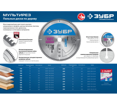 ЗУБР Мультирез 160 x 20мм 48T, диск пильный по алюминию