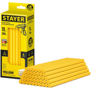 STAYER Yellow желтые клеевые стержни, d 11 мм х 200 мм 40 шт. 0,8 кг.
