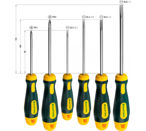 KRAFTOOL Х-Drive набор отверток 6 шт