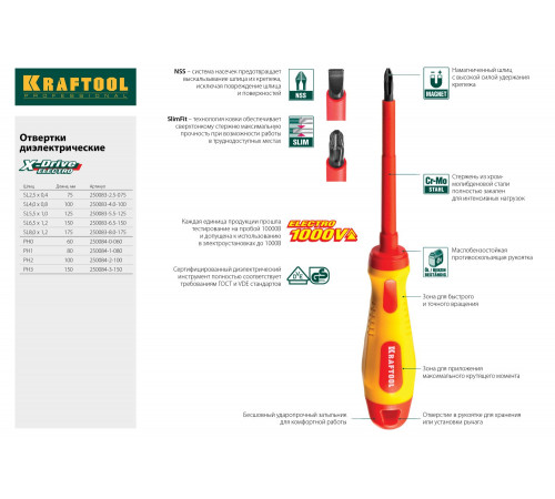KRAFTOOL Х-Drive набор отверток 6 шт