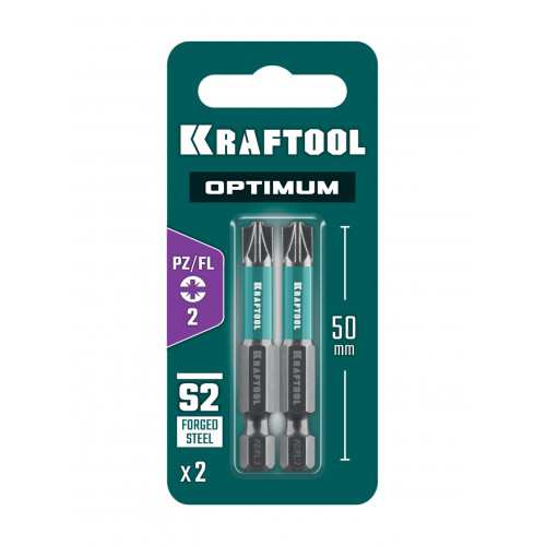 KRAFTOOL OPTIMUM PZ/FL 2, 50 мм, 2 шт, биты (261241-2-50-2)