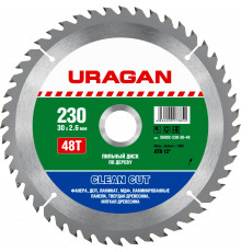 URAGAN Clean cut 230х30мм 48Т, диск пильный по дереву