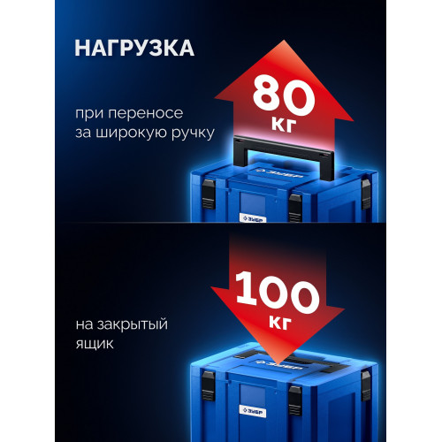 ЗУБР МОДУЛЬ-2, набор #5: ящики L, M, S с платформой Т и переходником P, Профессионал (38170-H5)