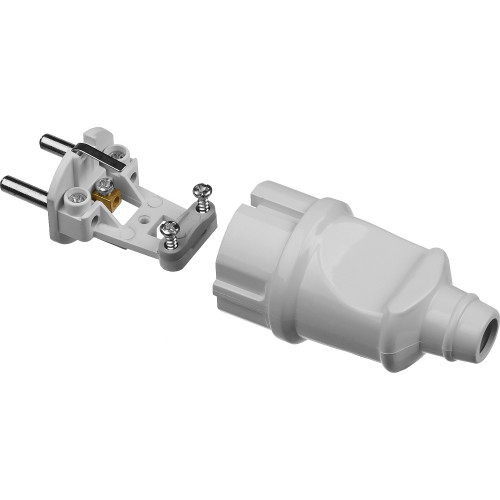 Вилка MAXElectro электрическая, 16А/220В, с заземлением, белая, STAYER