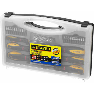 STAYER Max Range Pro 32 шт набор отверток с насадками