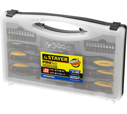 STAYER Max Range Pro 32 шт набор отверток с насадками