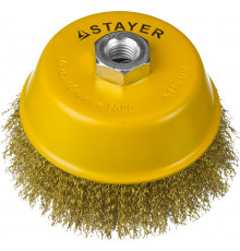 STAYER ″PROFESSIONAL″. Щетка чашечная для УШМ, витая стальная латунированная проволока 0,3мм, 125ммхМ14