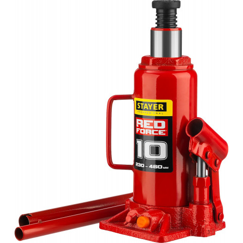STAYER RED FORCE 10т 230-460мм домкрат бутылочный гидравлический