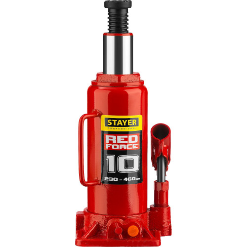 STAYER RED FORCE 10т 230-460мм домкрат бутылочный гидравлический