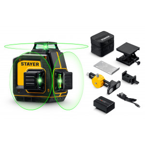STAYER SL-3D #2, 50м, точн. +/-0,5 мм/м, зеленый лазерный нивелир, микролифт, держатель (34963-2)
