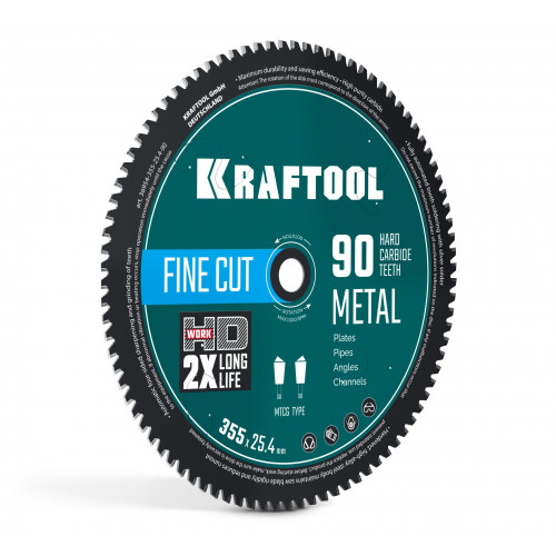 KRAFTOOL Metal Cut 355 х 25.4 мм, 90Т, диск пильный по металлу и стали (36954-355-25.4-90)