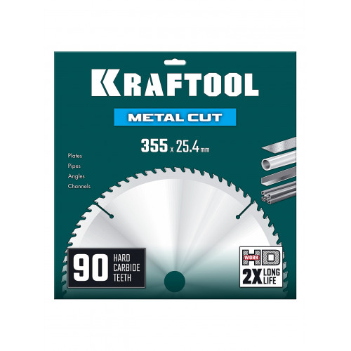 KRAFTOOL Metal Cut 355 х 25.4 мм, 90Т, диск пильный по металлу и стали (36954-355-25.4-90)