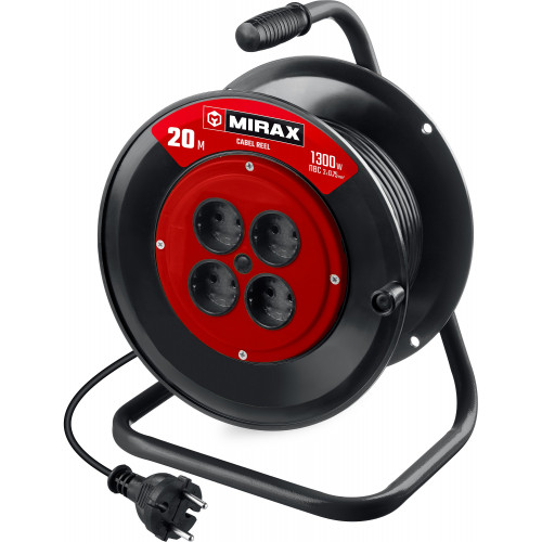 Удлинитель на катушке MIRAX ПВС 2х0.75 20м 1300Вт