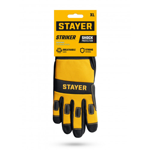 STAYER STRIKER р.XL (10), комбинированные перчатки для тяжелых механических работ (11410-XL)