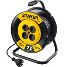 STAYER S 207 ПВС 2х0.75 20м 2200Вт, Удлинитель на катушке (55073-20)