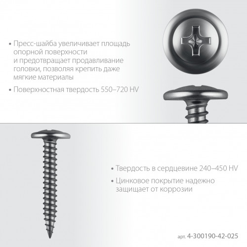 ЗУБР ПШМ 25 х 4.2 мм, саморез с пресс-шайбой, цинк, 15.51 кг (7000 шт.) (4-300190-42-025)