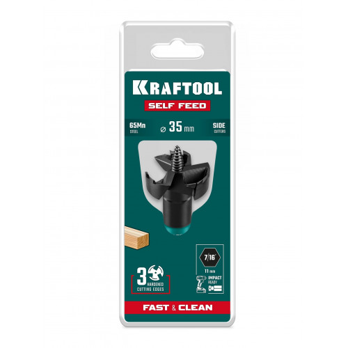 KRAFTOOL SELF FEED d 35 мм, cверло по дереву самоврезающееся (29951-35)