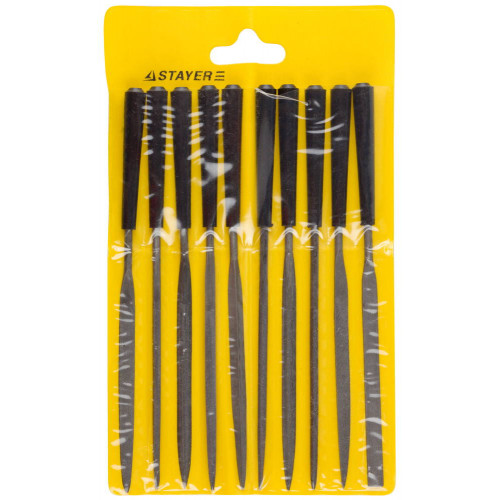 STAYER 10 шт 140 мм набор надфилей, в чехле, с ручкой