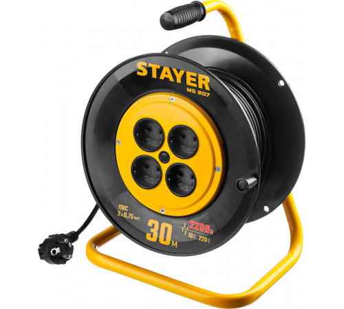 Силовой удлинитель на катушке STAYER MS 207, 30 м