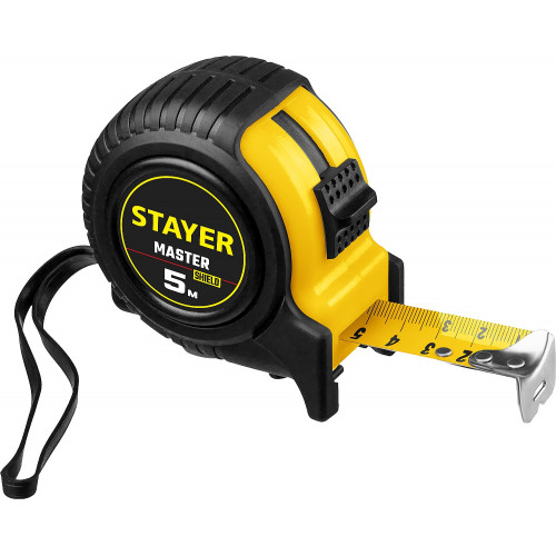 STAYER MASTER 5м / 25мм рулетка в ударостойком обрезиненном корпусе