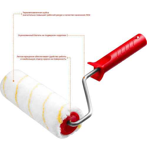 Валик малярный POLYTEX Pro, 180 мм, d=48 мм, ворс 12 мм, ручка d=8 мм, MIRAX