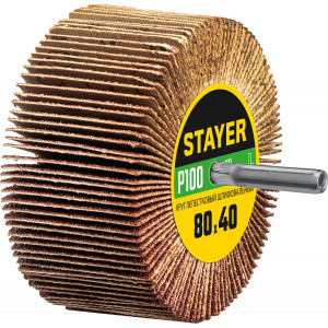 Круг шлифовальный STAYER лепестковый, на шпильке, P100, 80х40 мм